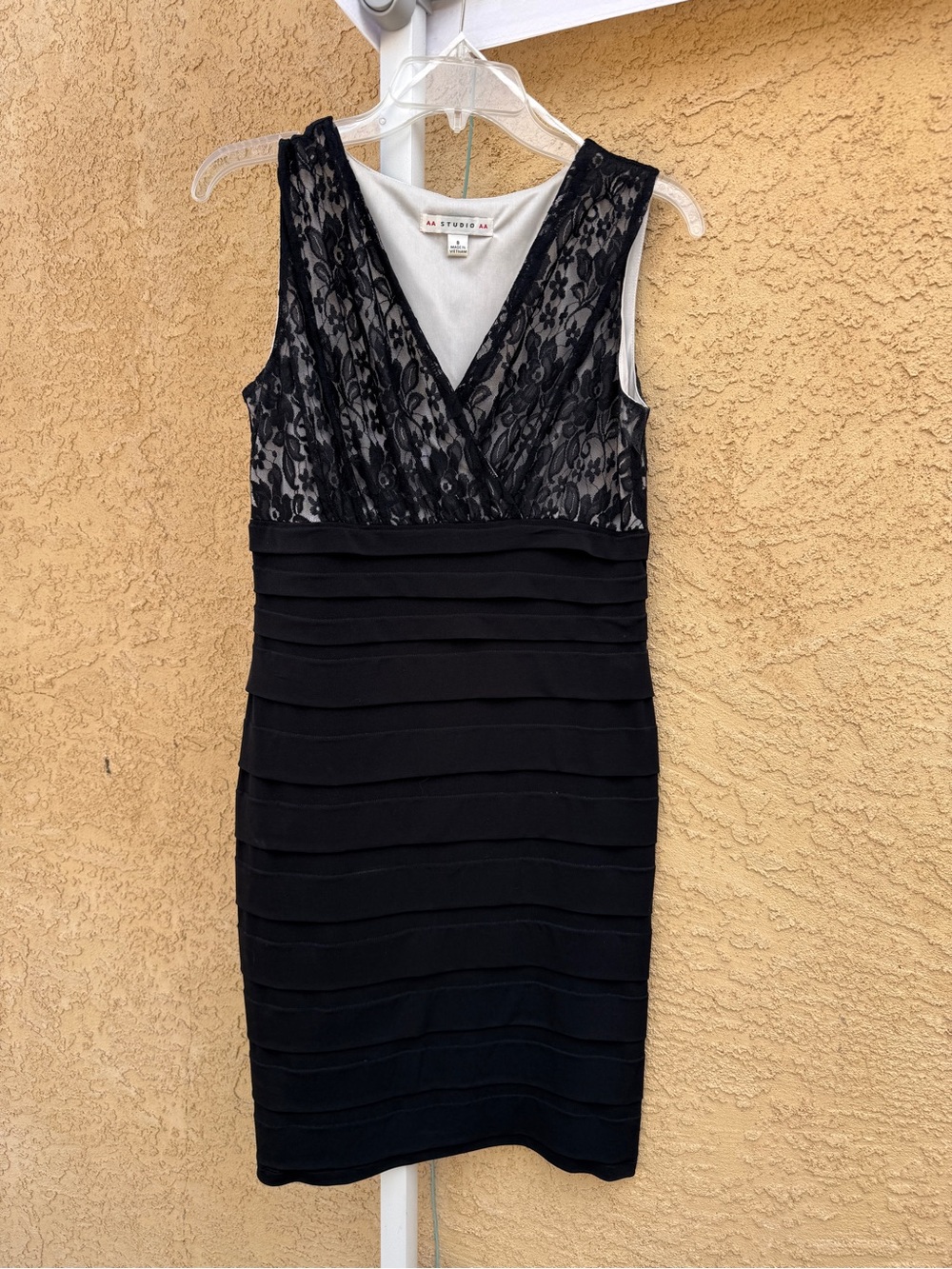 Aa Studio Black Lace Surplice Mini Dress